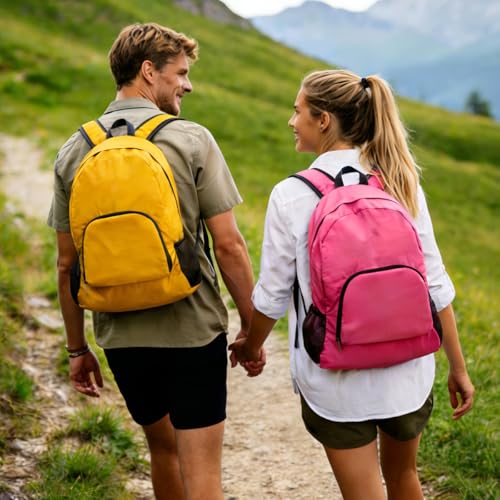 Set de 2 mochilas plegables ligeras 20 litros rojas y naranjas miniatura 6