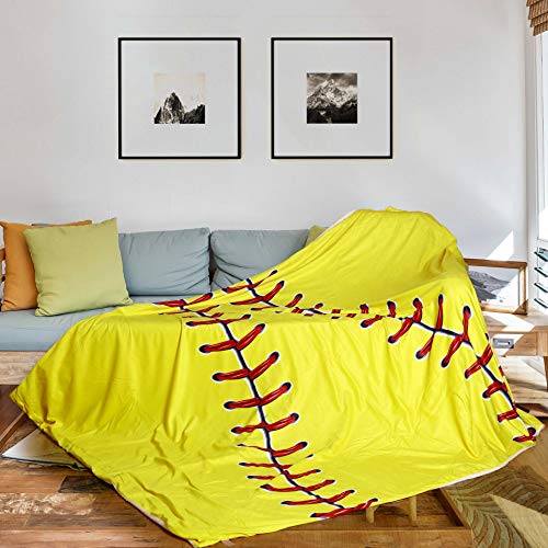 SKOLOO Softball Flannel Fleece Throw Blanket, Warm Fluffy Cozy Soft TV Bed Couch Sport Fans Boys Teens Gift Blanket Comfy Microfiber Velvet Plush Throw,Kids 50\" x 60\" - Thumbnail 4