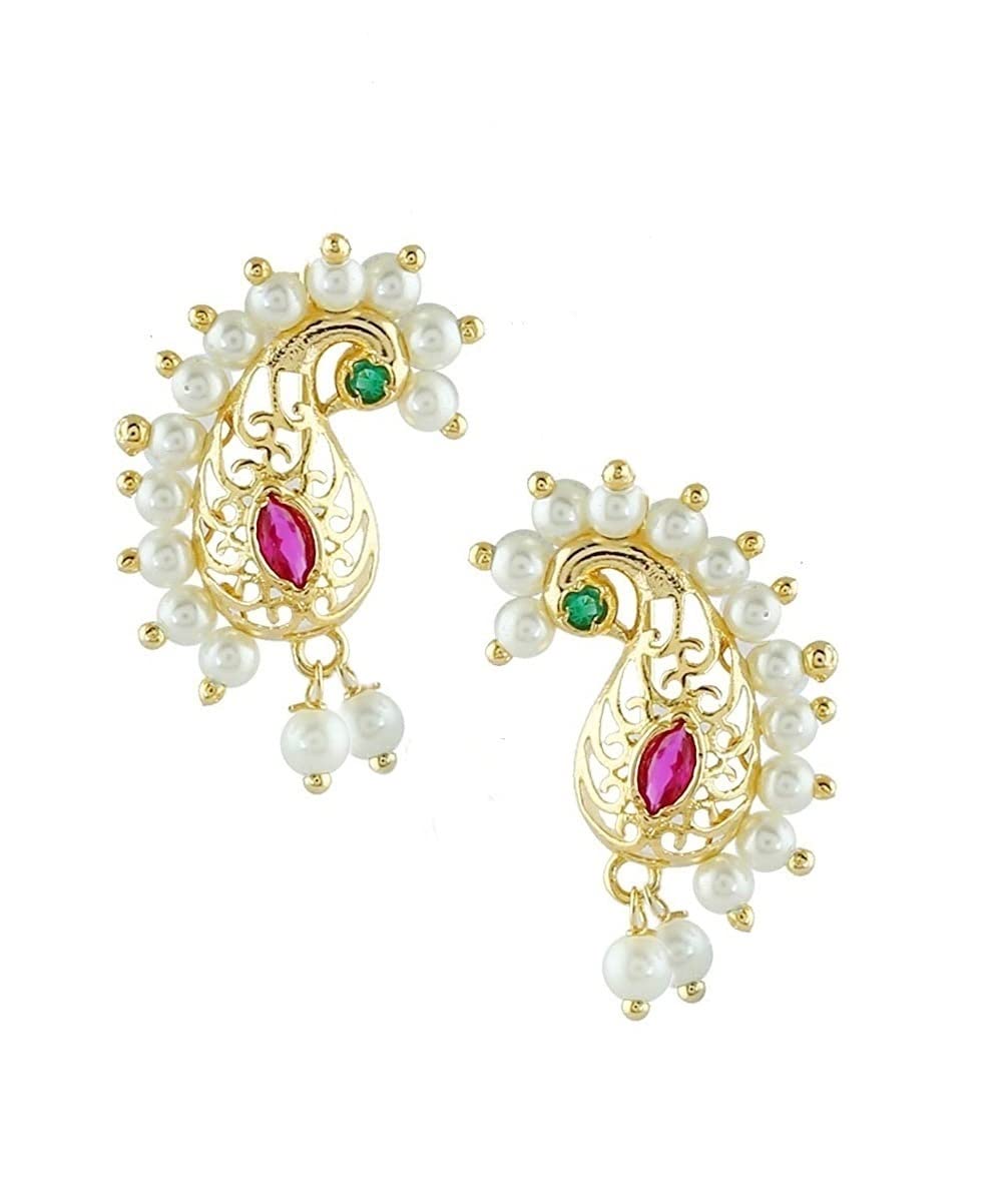 Vama Fashions Traditional Maharashtrian Marathi jewellery Mor Peacock Earring Piercing Ear Stud Set For Girls & women (B09RW27K4Z) Amazon Price History, Amazon Price Tracker