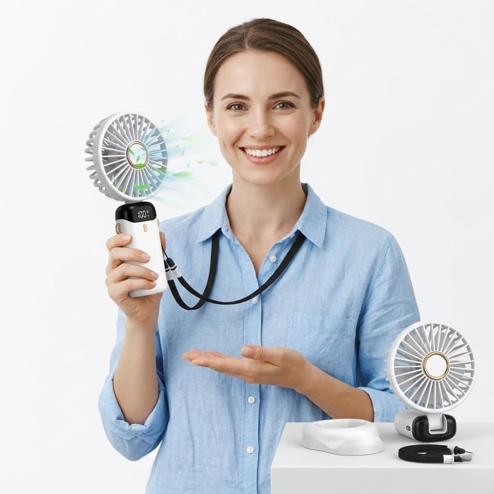 Drumstone (𝐒𝐩𝐞𝐜𝐢𝐚𝐥 𝟏𝟓 𝐘𝐞𝐚𝐫𝐬 𝐖𝐚𝐫𝐫𝐚𝐧𝐭𝐲 Mini Portable Handheld Fan with 5 Speeds – USB Rechargeable 3000mAh Personal Fan for Travel, Home, Office, Outdoor – Quiet, Compact-picture-13