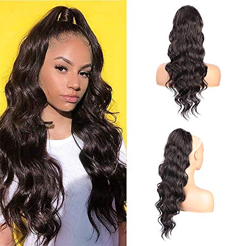 Dark Brown Drawstring Ponytail Extension Long Curly Wave Synthetic Ponytail Hair Extension Clip in Ponytail Hairpiece for Women (4#)