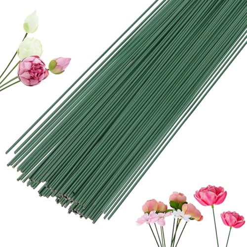EDu 手芸モール 造花 50本 フラワーワイヤー 地巻ワイヤー 花芸素材ギット 手作りキット 造花材料 曲げ可能 手芸用ワイヤー 造花 花束 30cm*2.2mm (フラワーワイヤー 50本)