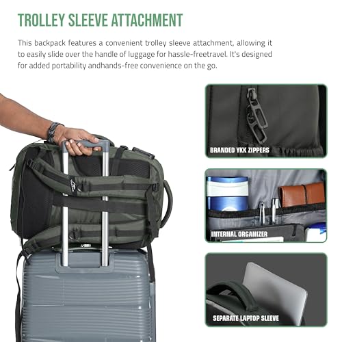 Image of TRAWOC 45L Laptop Backpack TPB01 | Unisex Office & Travel Bag with Anti-Theft Lock, Expandable Storage, USB Charging, Suitcase-Style Opening & 3-Year Warranty