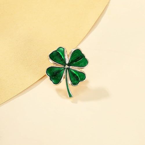 Miniatura 4 de Broche minimalista de trébol de cuatro hojas esmaltado verde para el día de San Patricio, broches de solapa para mujeres, niñas, hombres, broches de