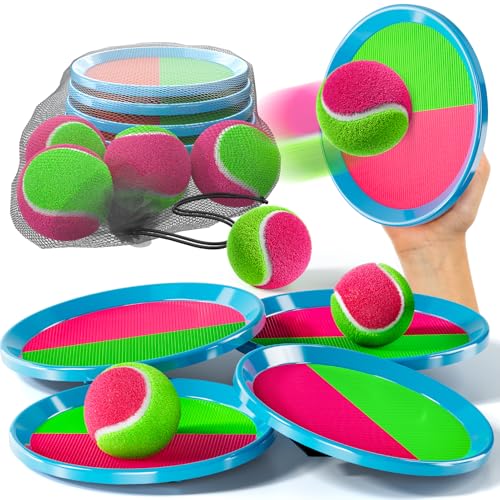 Ci Vetch Wurf und Fangspiel für Kinder ab 3 Jahren Klettball Spiel mit Paddeln & Bällen Outdoor Spielzeug für Garten, Strand & Park Spielspaß für Kinder & Erwachsene