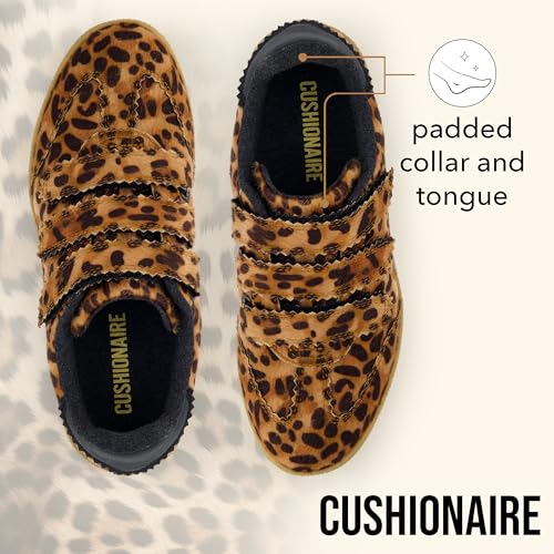 CUSHIONAIRE Bastion Vegan Hair Calf Leopard Print Casual Hook and Loop Closure Womens Sneakers – Lightweight Comfort with Non-Slip Rubber Sole3