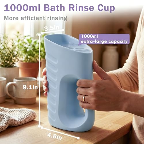 Image of Babylush Baby Bath Rinse Cup & Rinser - 1000ml Soft EVA, 0.3lb Lightweight, BPA-Free Bath Water Pourer, Baby Bath Pitcher, Shower Cup for Kids (Light Blue)