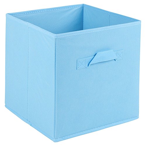 URBNLIVING Collapsible Storage Cube Drawer Box with Carry Handles (Light Blue - Large)