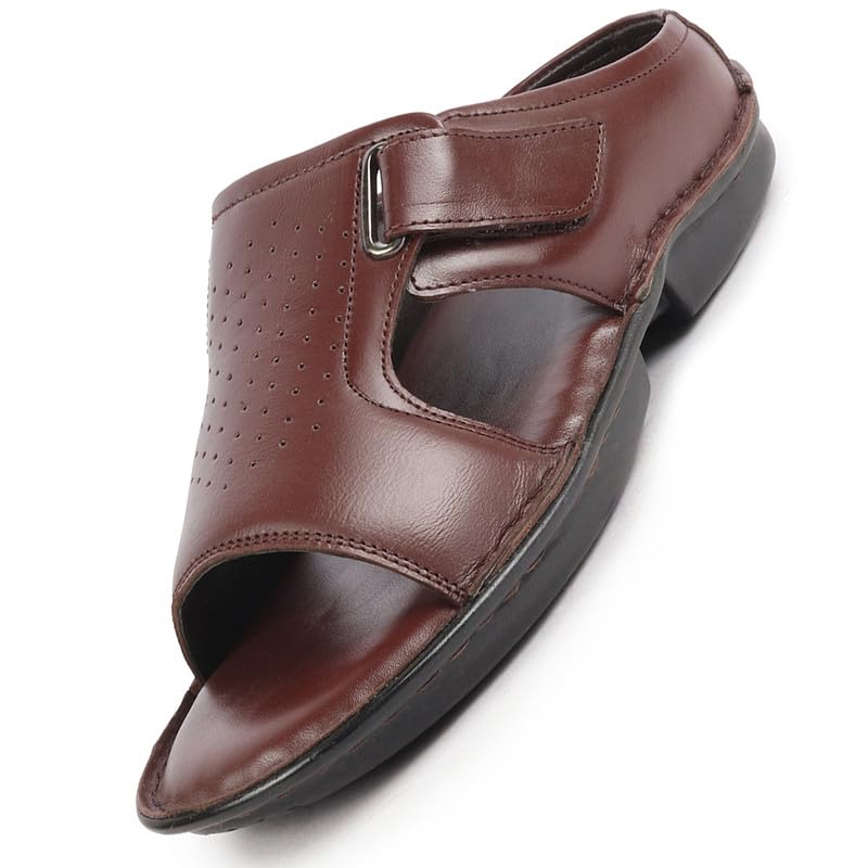 FAUSTO FST KI-9511 BROWN-42 Mens Brown Leather Dress Slip On Slippers (8 UK) (B0CVV41Q44) Amazon Price History, Amazon Price Tracker
