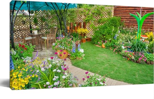 Wall Art Frame Gallery Wall Decor Backyard flower garden Modern