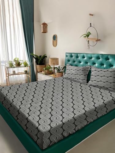 Image of ROSARAHOME 180 TC Microfiber Flat Queen Size Double Bed Bedsheet with 2 Pillow Cover| Bedsheet:240cmx225cm Pillow Covers:45cmx70cm,Floral Grey