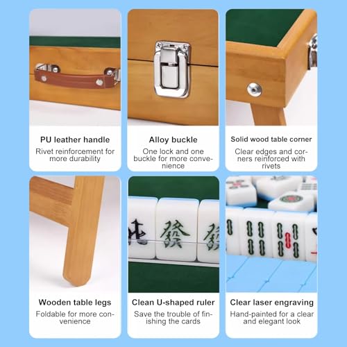 Mesa Plegable Mahjong Set con Fichas y Domino miniatura 5