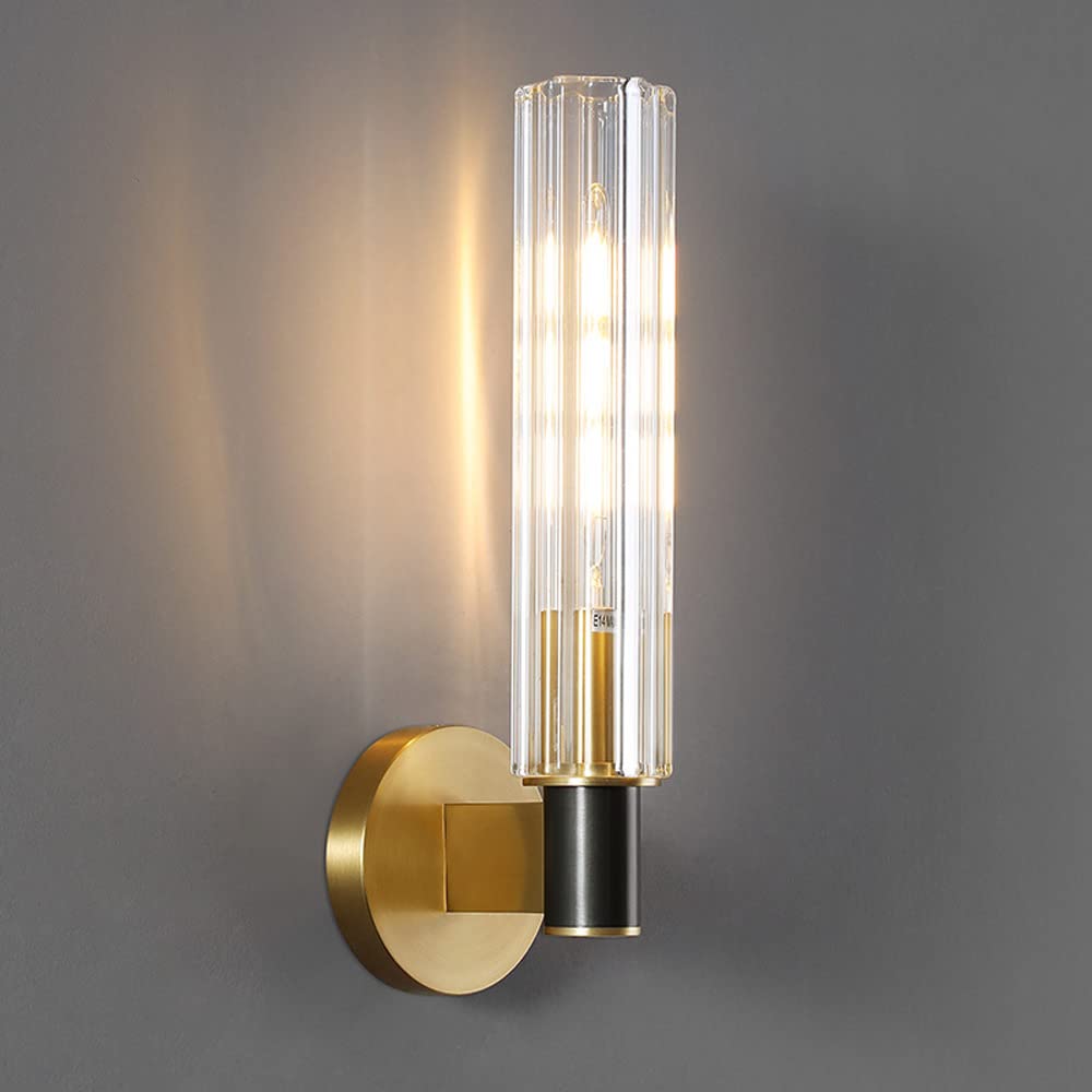 SXSCARKX Crystal Wall Mount Light Copper Sconce Lamp, Postmodern Headboard Lighting Fixture, Living Room Bedroom Bedside Decor Lamps, Minimalist E14 Wash Lights (Size : 1-Light)