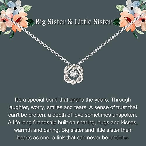 Big Sister Little Sister Gifts, Sterling Silver 2 Infinity Heart Necklace, Matching Big Sis Lil Sis Birthday Gifts Christmas Jewelry Ideas - Main Image
