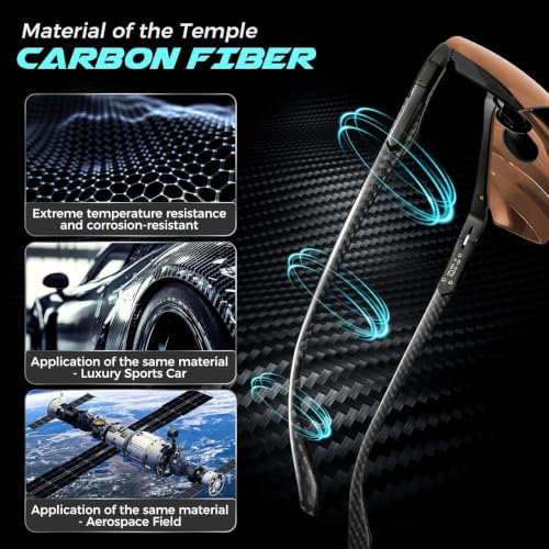 Image of SUNGAIT Carbon Fiber Sunglasses Men Sports Rimless Polarized Shades for Driving Fishing Running Gifts Eye Protection