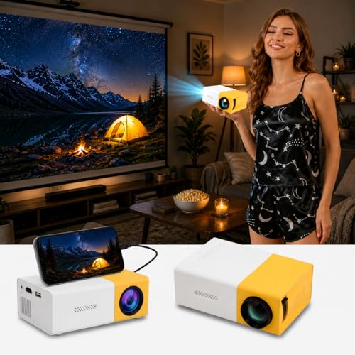 Image of ZOTRONICO LED Mini Projector HD Resolution - Compatible with Phone Laptop Pendrive | 60inches Projection | 1080 Pixel Full HD Support (Yellow, hdmi+Remote) (with Accessories)