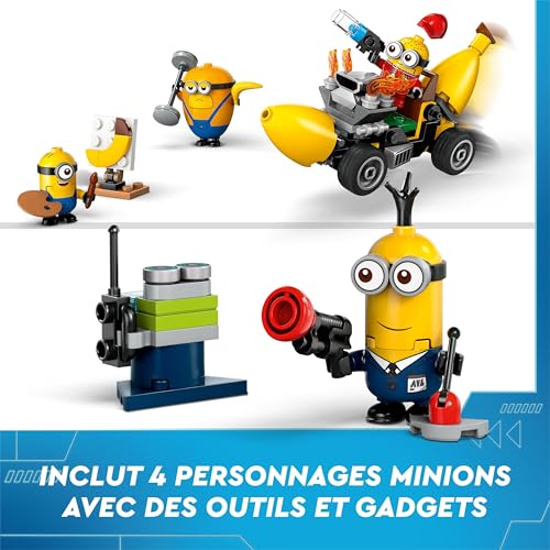 LEGO Moi, Moche et Méchant 4 Les Minions et la Voiture-Banane - Loisir Créatif Enfants - Set de Jeu du Film - Jouet Interactif pour Garçons et Filles dès 6 Ans - Jeu de Rôle 75580