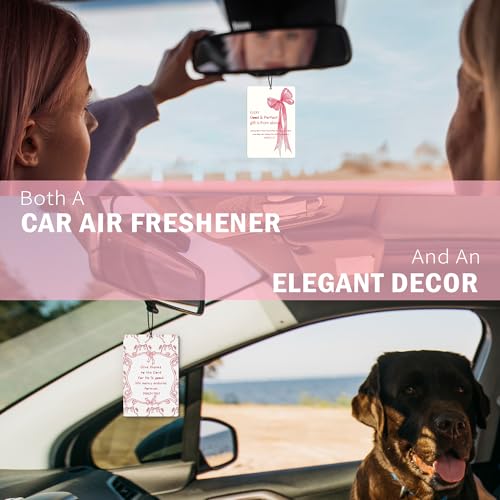 Image of Pink Christian Car Air Freshener 4Pcs, Girly Bow Air Freshener for Car Interior Closet Drawer Books, Cute Preppy Christian CarMirror Decor Hanging, Pink Girly Bow CarAccessories for Women