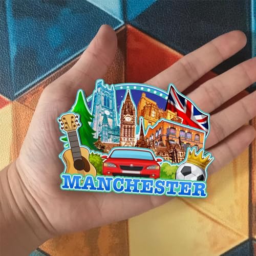 Imán refrigerador decorativo Manchester UK de madera miniatura 4