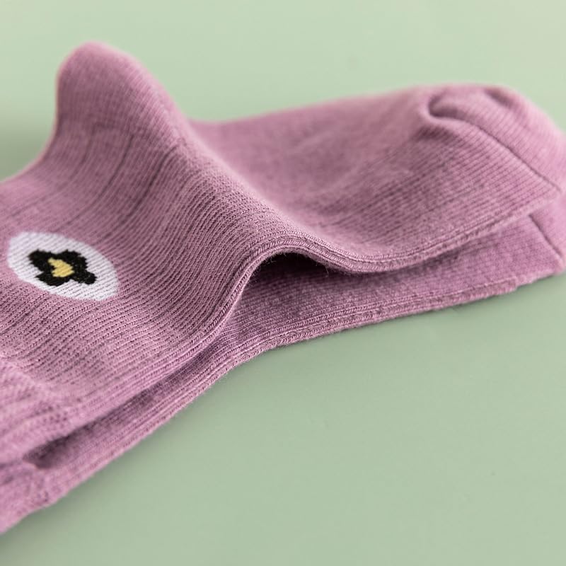 Image of Pink Socks for Girls, Calf length, Soft Pure Cotton, Lightweight & Breathable, 1 to 9 Years, Pack of 5, Designer socks, Gift Option