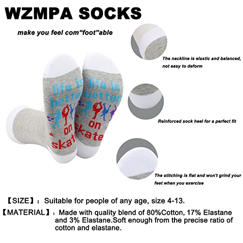 Wzmpa Ice Skate Novelty Socks Skate Lover Gift Life Is Better On Skates Socks Figure Skating Merchandise For Women Girls (Better On Skates) #TOP1