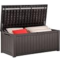 YITAHOME 120 Gallon Outdoor Storage Deck Box, Large Resin Patio Storage for Outdoor Pillows, Garden Tools and Pool Supplies, Waterproof, Lockable (Brown)