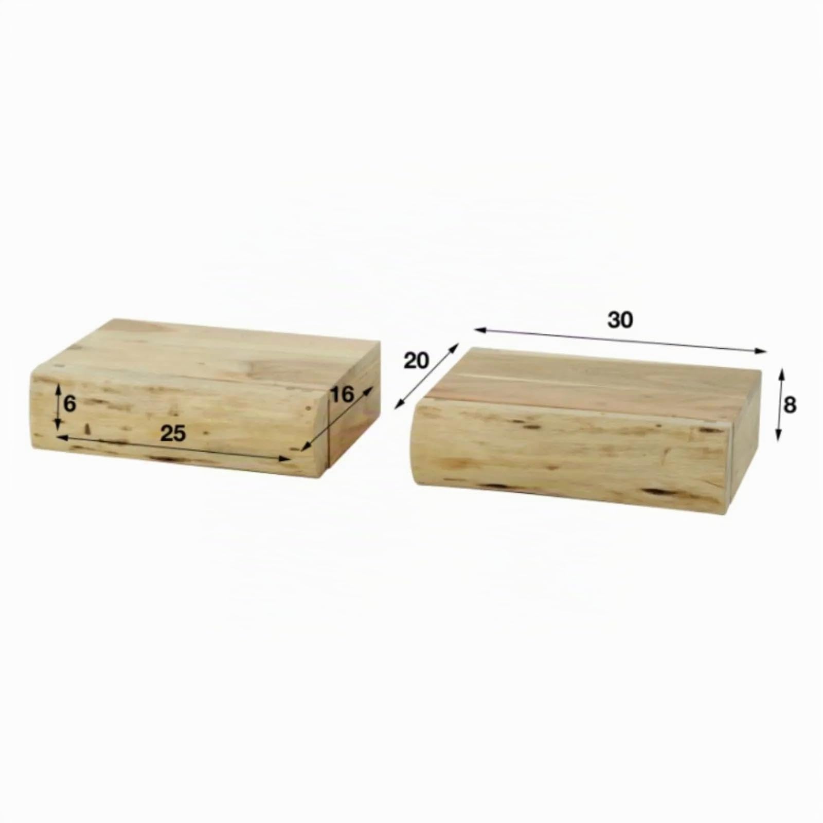 RINGO-Living Massivholz Nachttisch Set Mit Ablage & Schublade, 300mm, 2er Set, Schwebend Stauraum Industrial Style, Nachtschrank, Kleiner Industrie Style, Holz Echtholz Mini