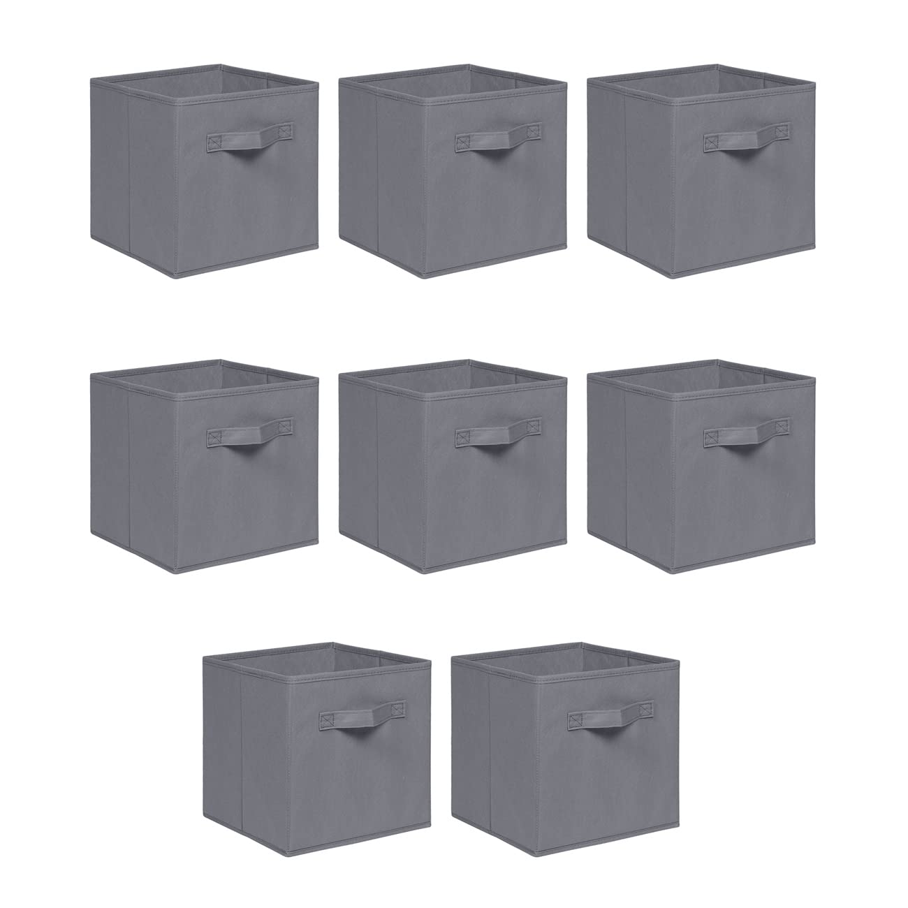 NICEME Foldable Cube Storage Unit Boxes, Non-Woven Fabric Storage Boxes Set, Clothes Drawers for Shelves, 26.5x26.5x28 cm (Grey, Set of 8)