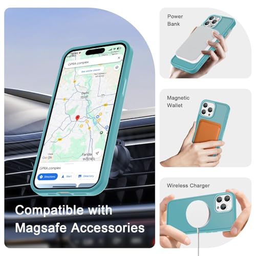 Image of YENAPOON for iPhone 14 Pro Max Case, Matte Magnetic Phone Cover [with 1 Screen Protector] [Support for MagSafe] [Shockproof Military Grade Protection] Translucent Frosted Back, Light Blue