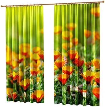Factory4me Floral Curtains Solar Glade. Window Curtain Set of 2 Panels Each W42 x L84 Total W84 x L84 inches Drapes for Living Room Bedroom Kitchen