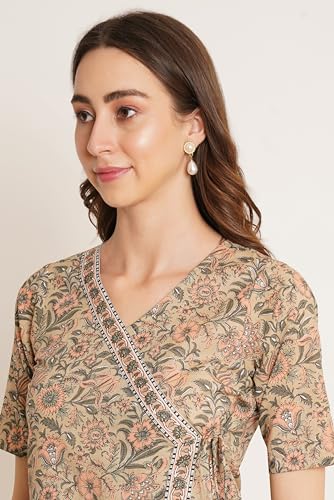 Image of COTLAND Fashions Jaipuri Cotton Angrakha Style Top for Women (Partial Open)