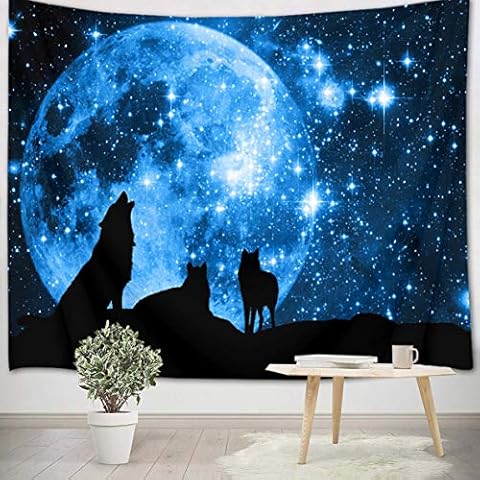LB Black Wolf Full Moon Tapestry Cover