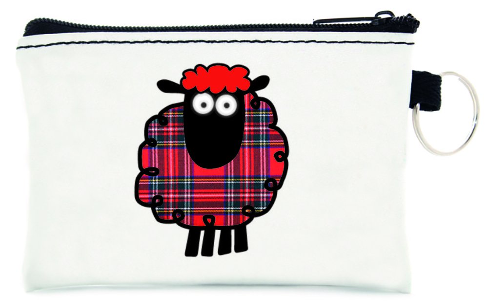 Eurostick Scottish Red Tartan Cartoon Sheep Small Coin Purse