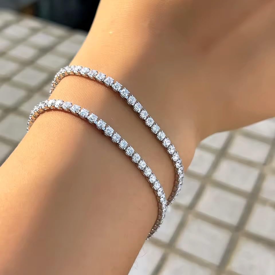 Sterling Silver S925 Cubic Zironica Tennis Bracelet - 7.5"2