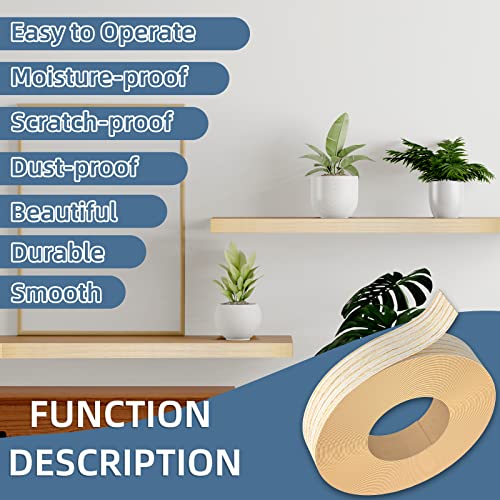 Image of Oak Edge Banding, 7 /8 inch x 50ft roll of Veneer White Edge Banding - Pre-glued Flexible Real Wood Tape for Cabinet Repair and Furniture Restoration