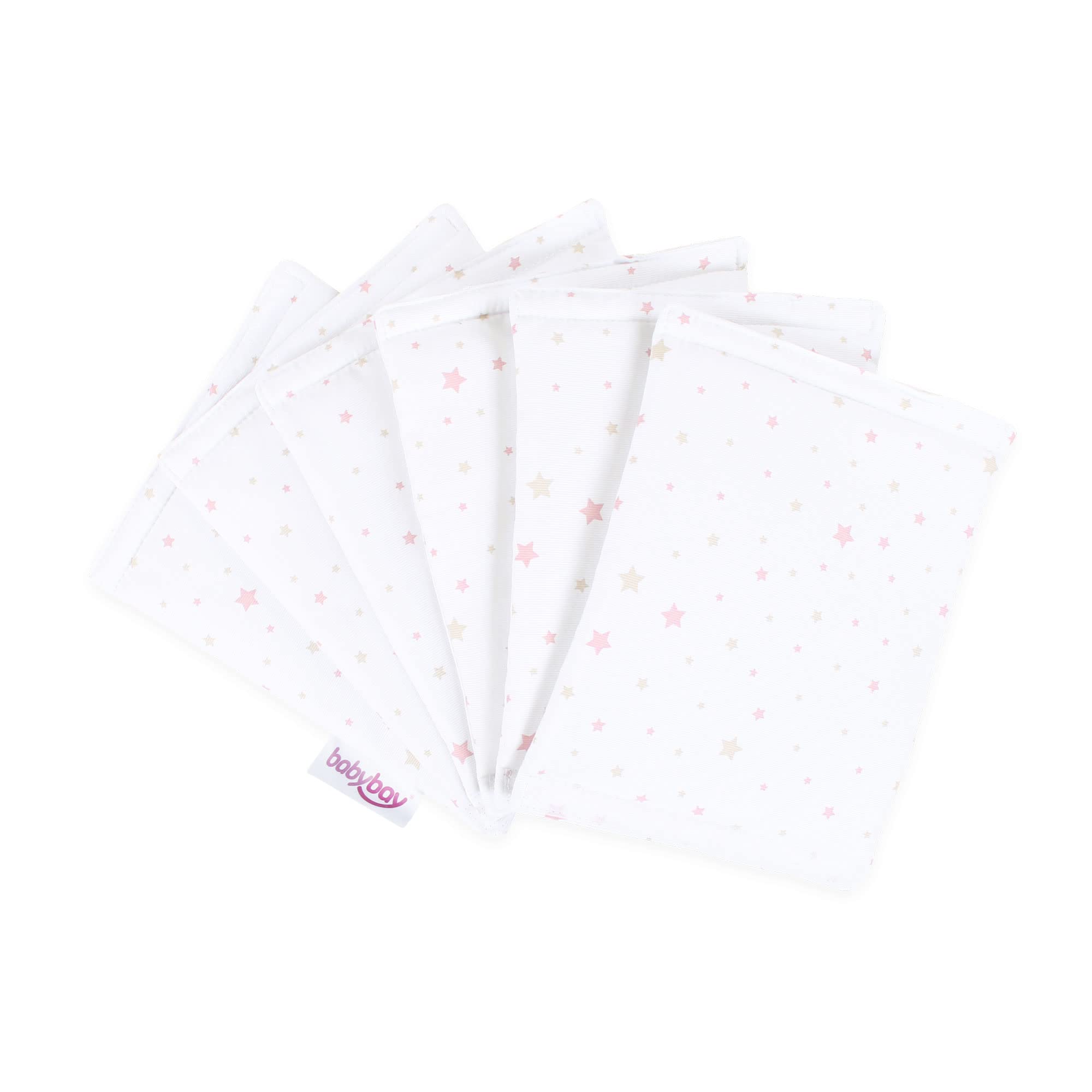 babybay babynest Ultrafresh Piqué Suitable for Model Original, White starsmix Sand/Berry