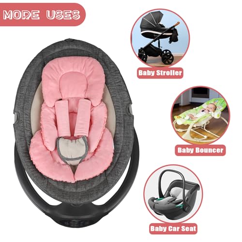 Image of GFU Infant Car Seat Insert Head and Body Support, Reversible Newborn Insert for Carseat with Strap Pads, Soft Stroller Cushion Pillow Insert for Boys and Girls, Fits for Stroller, Swing, Red