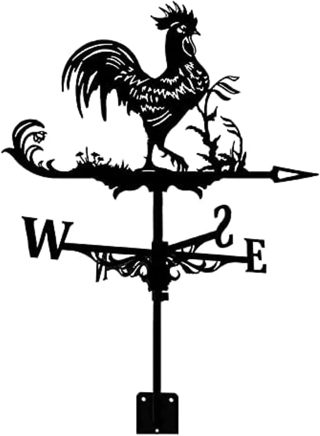 Klonwg Rooster Weathervane Stainless Steel Outdoor Ornament Weather Vane For Garden Garage Dome Barn Decoration