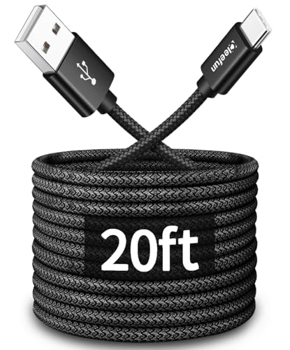 CLEEFUN Long USB C Cable 20ft USB to USB-C Charging Cable - 20 Foot Type C Charger Cord for iPhone 16 15 Series Samsung Galaxy Series and Other USB-C Devices - Nylon Braided