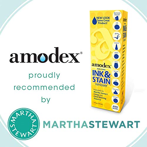 Amodex Ink and Stain Remover – Cleans Marker, Ink, Crayon, Pen, Makeup from Furniture, Skin, Clothing, Fabric, Leather - Liquid Solution - 4 fl oz Bottle - (Pack of 2)