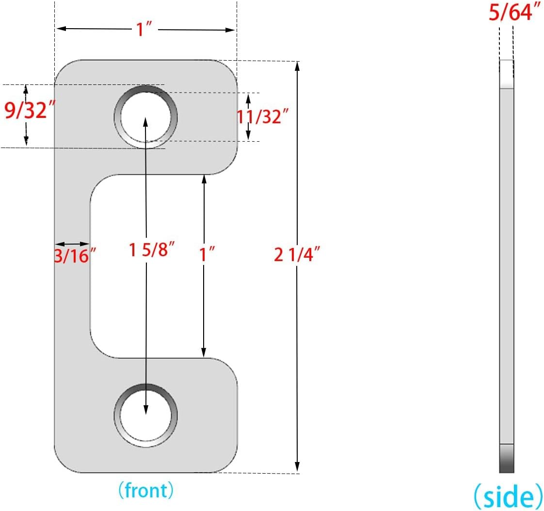 Adjustable Strike Plate for Exterior Doors - Large Hole for Deadbolts & Electronic Locks - Home & Rental Security - Smooth Lock Every Time - Door Hole Cover Plate with Threaded Screw (2)