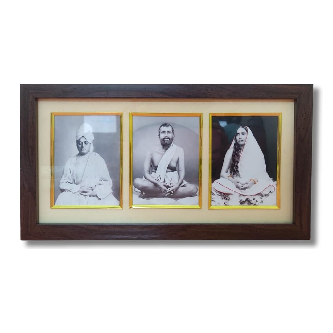 HiTechMart Swami Vivekananda & Ramakrishna Paramhansa & Sarada maa photo frame || Three pictures in one Frame || Laminated photo frame for wall, living room, gifts (Wood Base and Front Laminated)-image-49
