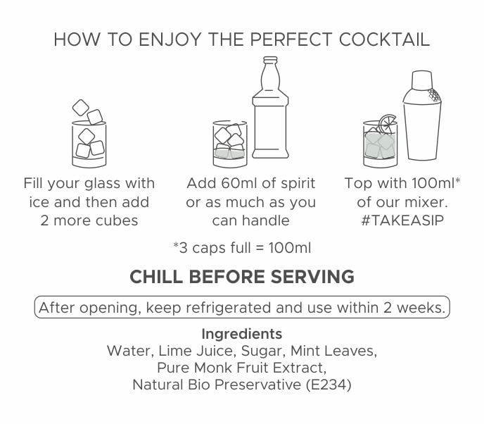 Image of Bartisans Classic Mojito Mixer Syrup, 400 ml, Lime Mint, Alcohol Free Cocktail And Mocktail Mixer