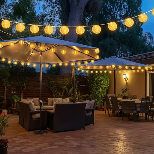 StarryEver Lantern String Lights Outdoor Plug in, 40Ft Connectable Warm White & White Lantern Lights with Remote Control, 40 LEDs String Lights Outdoor for Patio Balcony Garden Bedroom StarryEver Lantern String Lights Outdoor Plug in, 40Ft Connectable Warm White & White Lantern Lights with Remote Control, 40 LEDs String Lights Outdoor for Patio Balcony Garden Bedroom
