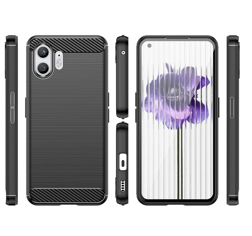Image of NPRC Hybrid Ultra Slim Protective Case TPU Non-Slip Carbon Fiber Texture Shockproof Case Cover for Nothing Phone 2 - Black