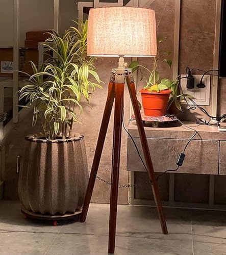 Tripod Floor Lamp for Living Room, Bed Room with Wooden Crafter S...