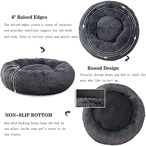 Letto Rotondo per Gatti Caldo Nido di Gatto A Pelo Lungo Morbido Peluche per Cani Cestino Prodotti per Animali Cuscino per Gatti Tappetino per Animali Domestici Gatto Casa-Tea Marrone,70cm,China