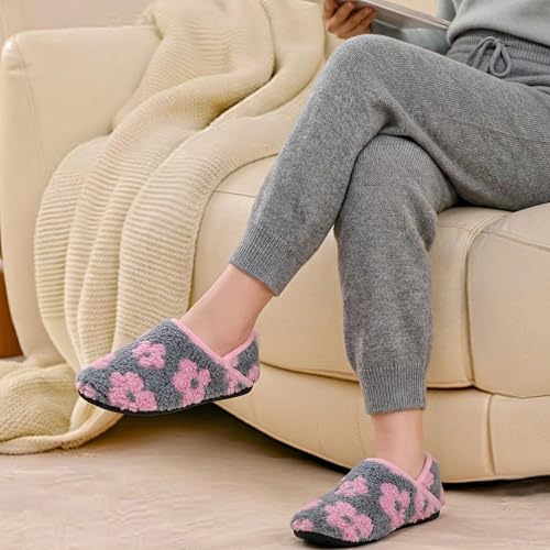Image of Fires Womens Mens Slippers with Rubber Sole Soft-Lightweight House Slipper Socks Around House Shoes Non Slip Indoor /Outdoor