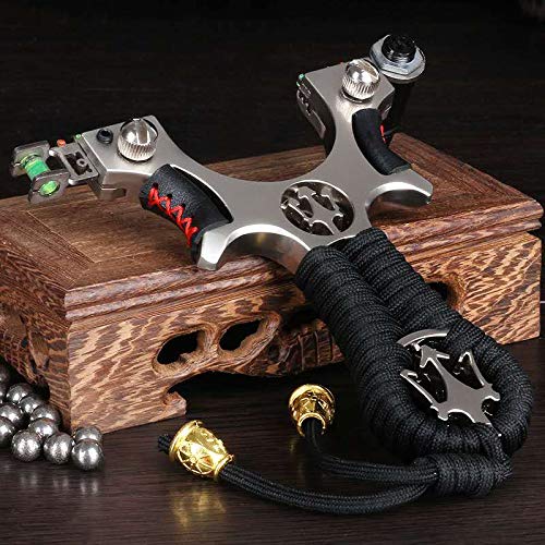 jettaex Adult Outdoor Stainless Steel Slingshot, Laser Assist Slingshot, Outdoor Hunting Slingshot, 6 Rubber Bands, 100 8mm Slingshot Ammunition Stainless Steel Ball, Slingshot Leather Bag (SNAL3)