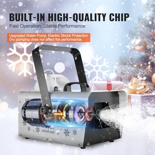vevor snow machine 1500w snow maker machine with 2 remotes control and 5l large capacity water tank high output snowflake maker stage snow effect for christmas halloween wedding dj parties